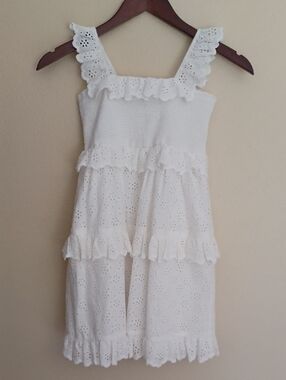Zimmerman Kids Ruffle Eyelet Cotton Dress SZ 8 White NWOT